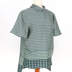 Zara Tie Neck Geometric Print Blouse